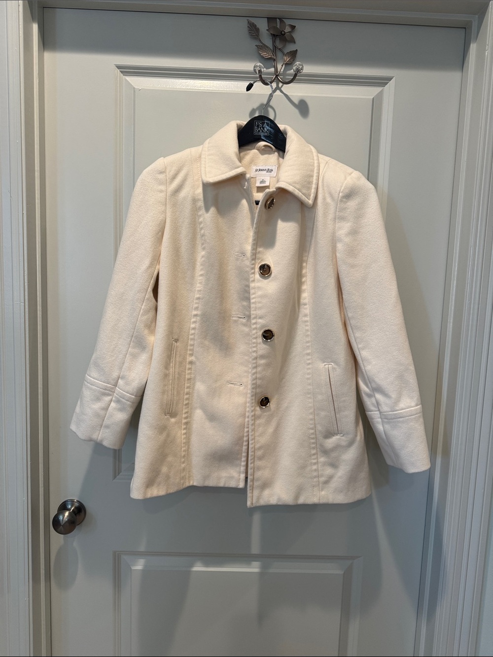 St. John's Bay Cream Wool-Blend Pea Coat